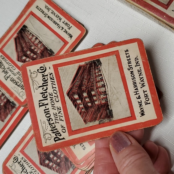 VTG Playing Cards & Box 52 + Joker Advertising Boy's Clothing & Barber Shop - Picture 1 of 11